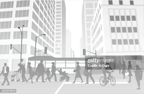 die innenstadt von hektik hintergrund illustration - family cycle stock-grafiken, -clipart, -cartoons und -symbole