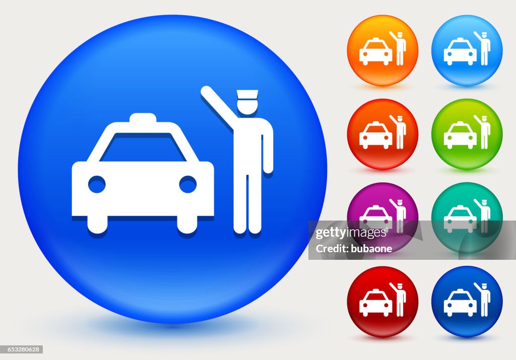 Portier en Taxi pictogram op glanzende kleur Circle knoppen