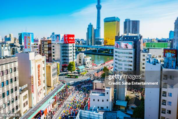 tokyo marathon diorama - tokyo marathon stock pictures, royalty-free photos & images