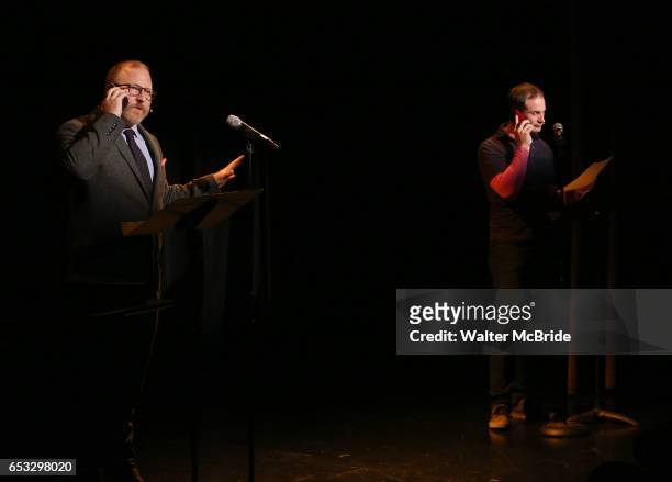 Hunter Bell and Jeff Bowen performing at the Vineyard Theatre 2017 Gala at the Edison Ballroom on March 14, 2017 in New York City.