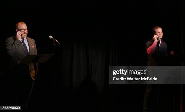 Hunter Bell and Jeff Bowen performing at the Vineyard Theatre 2017 Gala at the Edison Ballroom on March 14, 2017 in New York City.