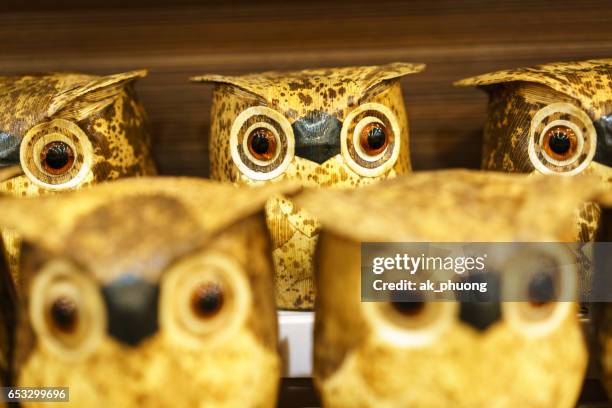 owl doll makes by wood - seagull icon stock pictures, royalty-free photos & images