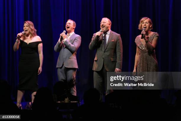 Heidi Blickenstaff, Jeff Bowen, Hunter Bell and Susan Blackwell perform at the Vineyard Theatre 2017 Gala at the Edison Ballroom on March 14, 2017 in...