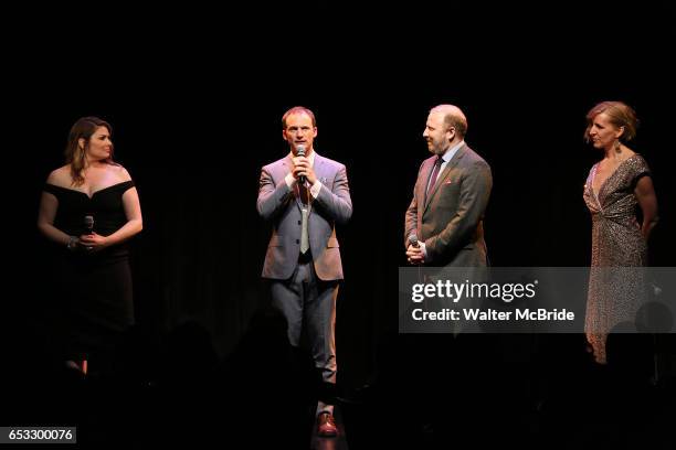 Heidi Blickenstaff, Jeff Bowen, Hunter Bell and Susan Blackwell perform at the Vineyard Theatre 2017 Gala at the Edison Ballroom on March 14, 2017 in...