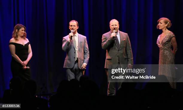 Heidi Blickenstaff, Jeff Bowen, Hunter Bell and Susan Blackwell perform at the Vineyard Theatre 2017 Gala at the Edison Ballroom on March 14, 2017 in...