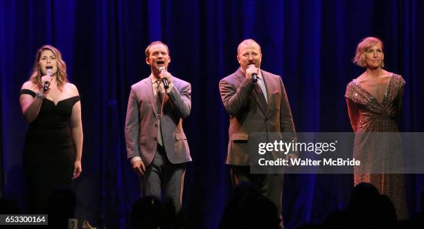 Heidi Blickenstaff, Jeff Bowen, Hunter Bell and Susan Blackwell perform at the Vineyard Theatre 2017 Gala at the Edison Ballroom on March 14, 2017 in...