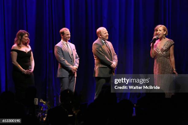 Heidi Blickenstaff, Jeff Bowen, Hunter Bell and Susan Blackwell perform at the Vineyard Theatre 2017 Gala at the Edison Ballroom on March 14, 2017 in...