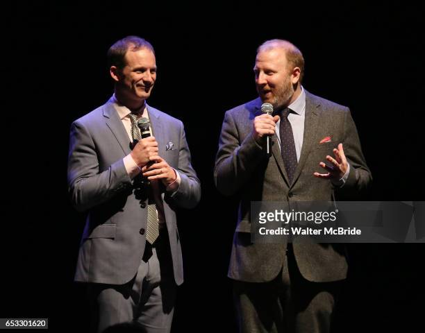 Jeff Bowen, Hunter Bell perform at the Vineyard Theatre 2017 Gala at the Edison Ballroom on March 13, 2017 in New York City.