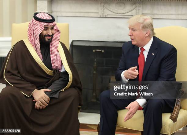 President Donald Trump meets with Mohammed bin Salman, Deputy Crown Prince and Minister of Defense of the Kingdom of Saudi Arabia, in the Oval Office...