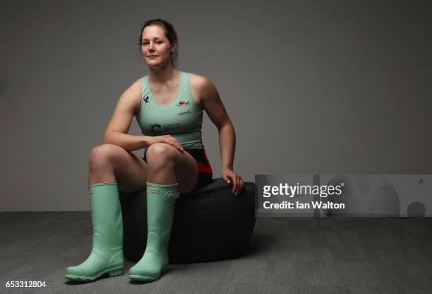 Melissa Wilson of Cambridge poses after the women's crew announcement for the 2017 Cancer Research UK University Boat Races at Francis Crick...