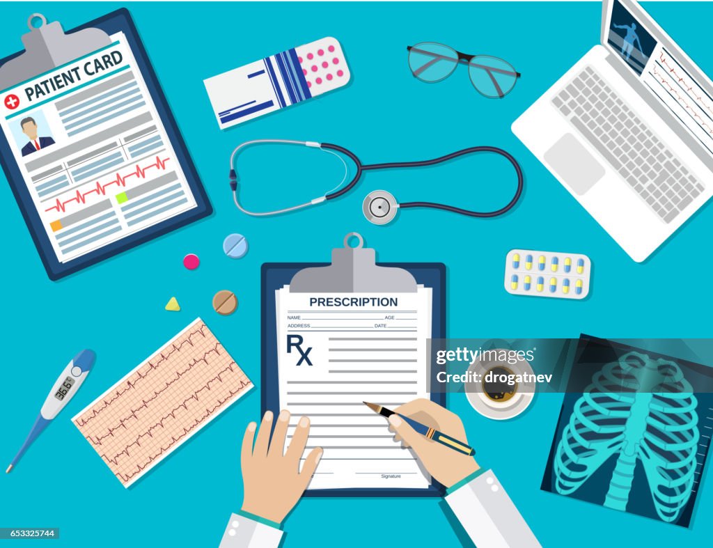 Workplace Doctor At Table High-Res Vector Graphic - Getty Images