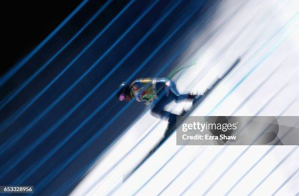 Stacey Cook of the United States takes a training run for the ladies' downhill at the Audi FIS Ski World Cup Finals at Aspen Mountain on March 14,...