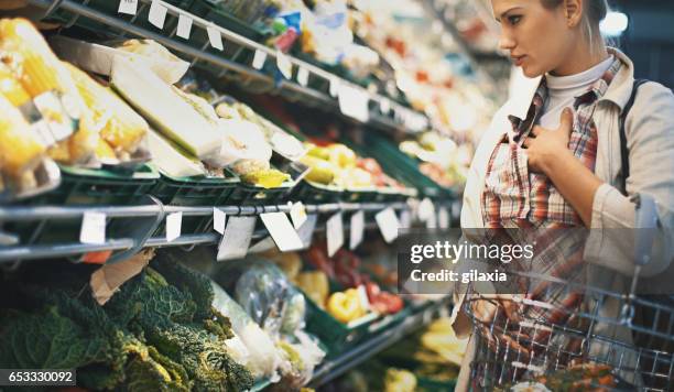 shopping in supermarket. - grocery store produce stock pictures, royalty-free photos & images