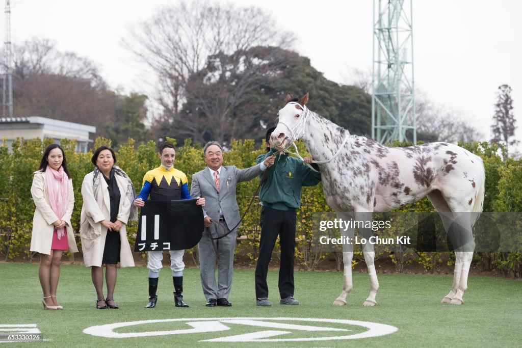 White filly Buchiko wins Kazusa Stakes at Nakayama Racecourse, Japan