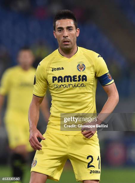 Bruno Soriano of FC Villareal during the UEFA Europa League Round of 32 second leg match between AS Roma and FC Villarreal at Stadio Olimpico on...