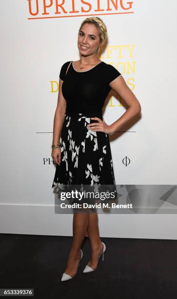 Amber Le Bon attends the launch of new book "London Uprising: Fifty Fashion Designers, One City" by Tania Fares and Sarah Mower at Sotheby's on March...