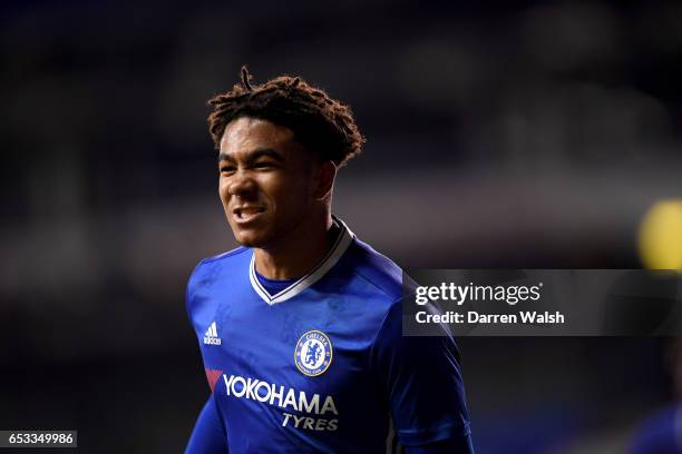 Reece James of Chelsea celebrates his goal during a FA Youth Cup Semi Final, First Leg match between Tottenham Hotspur v Chelsea at White Hart Lane...