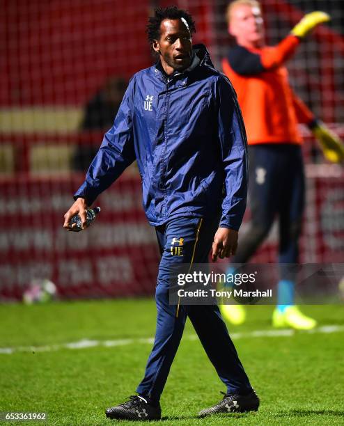 Ugo Ehiogu of Tottenham Hotspur U23 manager during the Premier League 2 match between Tottenham Hotspur and Reading at The Lamex Stadium on March 13,...