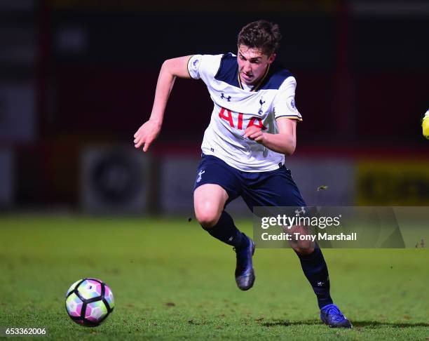 Joe Muscatt of Tottenham Hotspur during the Premier League 2 match between Tottenham Hotspur and Reading at The Lamex Stadium on March 13, 2017 in...