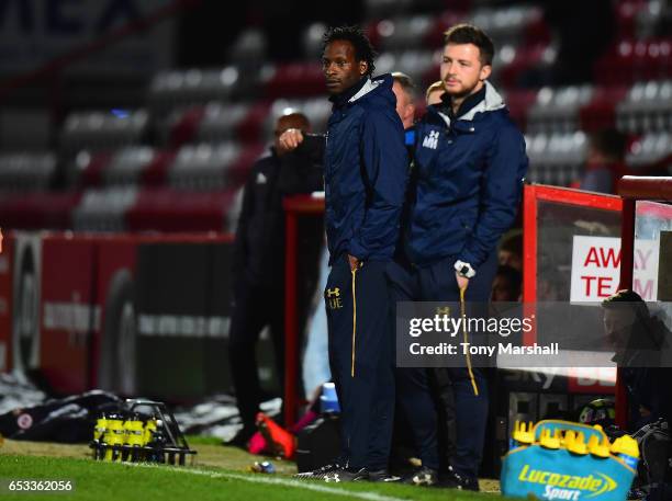 Ugo Ehiogu of Tottenham Hotspur U23 manager during the Premier League 2 match between Tottenham Hotspur and Reading at The Lamex Stadium on March 13,...