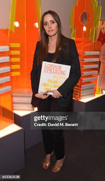 Tania Fares attends the launch of new book "London Uprising: Fifty Fashion Designers, One City" by Tania Fares and Sarah Mower at Sotheby's on March...