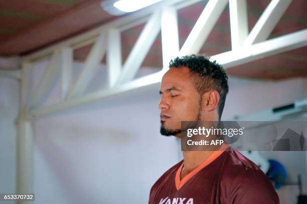 Bruno Fernandes former goalkeeper of Atletico MG and Flamengo, trains as the new BOA Esporte player at the club's headquarters in Varginha, Minas...