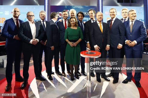 Gert-Jan Segers of Dutch Christian Union party , candidate Jan Roos of VoorNederland , Emile Roemer of Socialist Party , Geert Wilders of the Freedom...