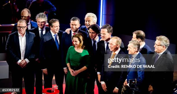 Gert-Jan Segers of Dutch Christian Union party , candidate Jan Roos of VoorNederland , Emile Roemer of Socialist Party , Geert Wilders of the Freedom...