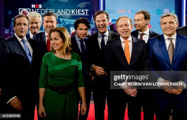 Emile Roemer of Socialist Party , Geert Wilders of the Freedom Party , Marianne Thieme of the parliamentary party Partij voor de Dieren , Dutch Green...