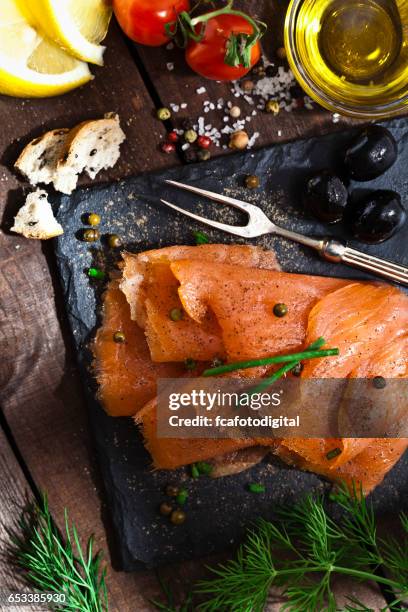 smoked salmon - smoked salmon stock pictures, royalty-free photos & images