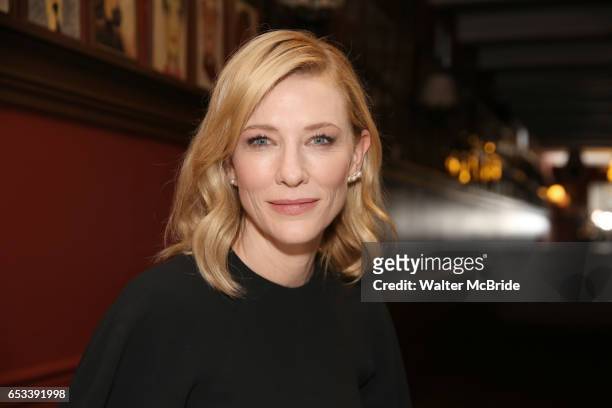 Cate Blanchett attends the Cate Blanchett and Richard Roxburgh Caricature Unveiling at Sardi's on March 14, 2017 in New York City.