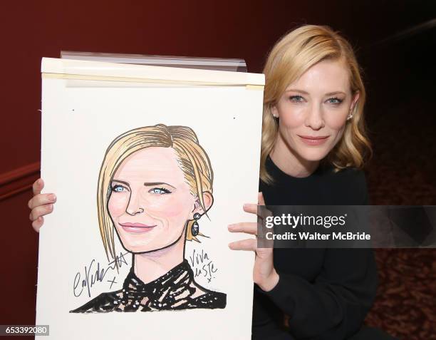 Cate Blanchett attends the Cate Blanchett and Richard Roxburgh Caricature Unveiling at Sardi's on March 14, 2017 in New York City.