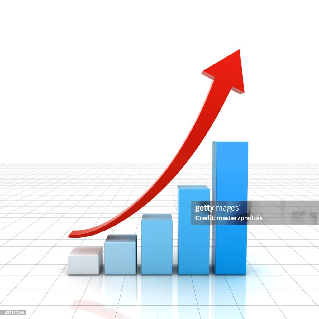 Red Rising Graph Chart Business Graph Chart With Red Rising Up Arrow Isolated Over White ...