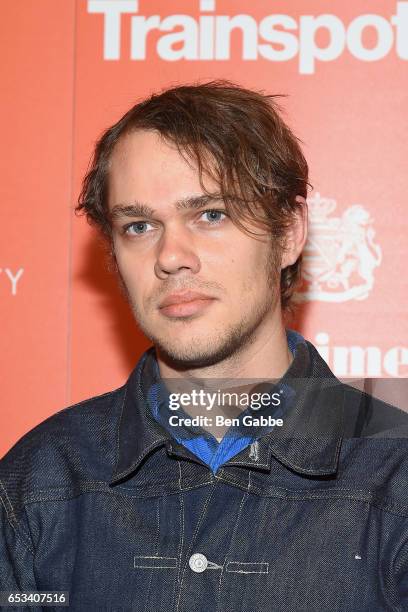 Actor Ellar Coltrane attends a TriStar and Cinema Society screening of "T2 Trainspotting" at Landmark Sunshine Cinema on March 14, 2017 in New York...