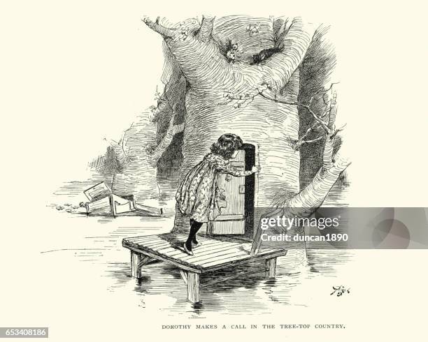 through the magical tree door - opening trunk stock illustrations