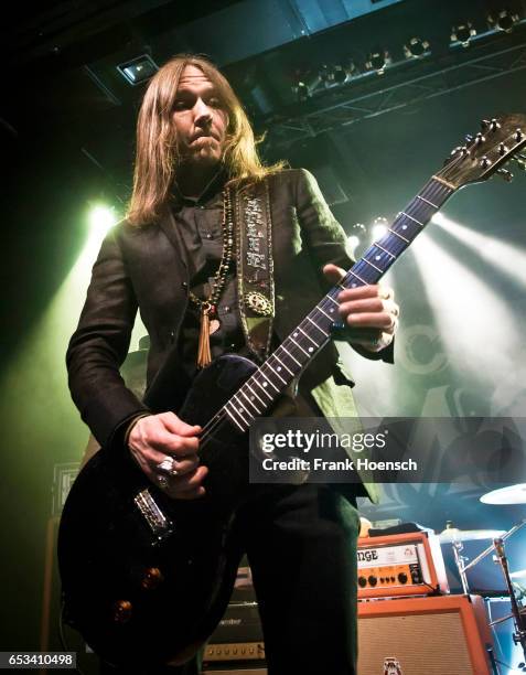 Singer Charlie Starr of the American band Blackberry Smoke performs live during a concert at the Columbia Theater on March 14, 2017 in Berlin,...