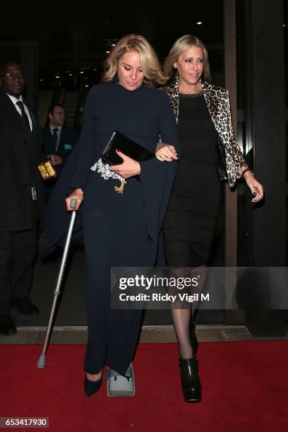 Tamzin Outhwaite and Nicole Appleton leaving Stepping Out - press night afterparty held at Courts & Co on March 14, 2017 in London, England.