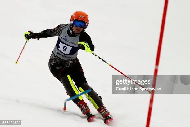 Denver's Andrea Komsic during the NCAA Women's Slalom Skiing Championship on March 10, 2017 at Cannon Mountain in Franconia, New Hampshire.