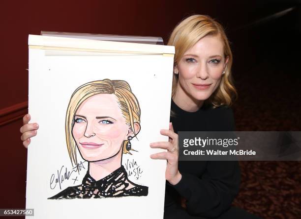 Cate Blanchett attends her Caricature Unveiling at Sardi's on March 14, 2017 in New York City.