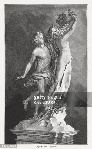bildbanksillustrationer, clip art samt tecknat material och ikoner med apollo och daphne, skapad (1622/23) av lorenzo bernini, publicerad 1884 - apollon