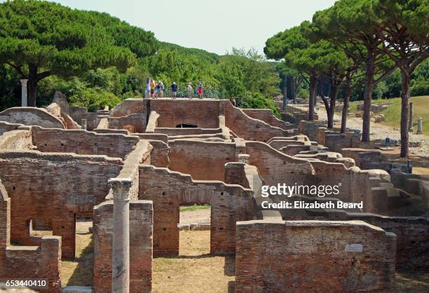 baths of neptune in the ancient roman harbor city of ostia antica - antica roma stock-fotos und bilder