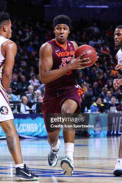 Virginia Tech Hokies forward Zach LeDay during the first half of the 2017 New York Life ACC Tournament Quarterfinal round game between the Florida...
