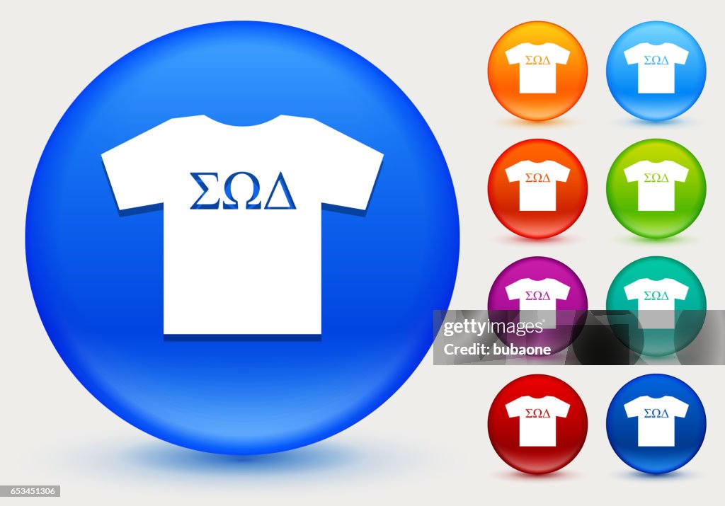 Frat T-shirt Icon on Shiny Color Circle Buttons