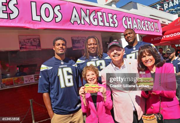 Wide Receiver Tyler Williams, Pink's Co-Owner Beverly Pink-Wolfe, Guard Donavon Clark, Co-Owner Richard Pink, Tackle Chris Hairston and Co-Owner...