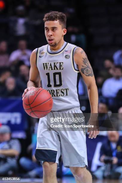 Wake Forest Demon Deacons guard Mitchell Wilbekin during the second half of the 2017 New York Life ACC Tournament first round game between the Wake...