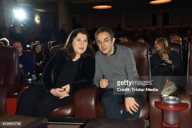 Navid Kermani and german actress and author Eva Mattes attend the 'Mein Film' Premiere at Astor Film Lounge on March 14, 2017 in Berlin, Germany.