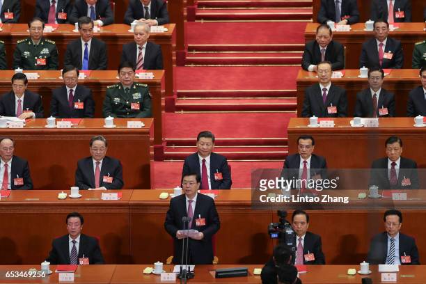 Chinese President Xi Jinping, Premier Li Keqiang, Chairman of the Standing Committee of the National People's Congress Zhang Dejiang and Chairman of...