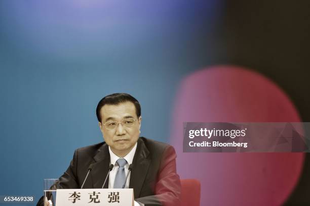 Li Keqiang, China's premier, attends a news conference after the close of the National People's Congress in Beijing, China, on Wednesday, March 15,...