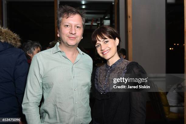 Sabastian Gutierrez and Carla Gugino attend TriStar Pictures & The Cinema Society with 19 Crimes Host the After Party for "T2 Trainspotting" at Mr....