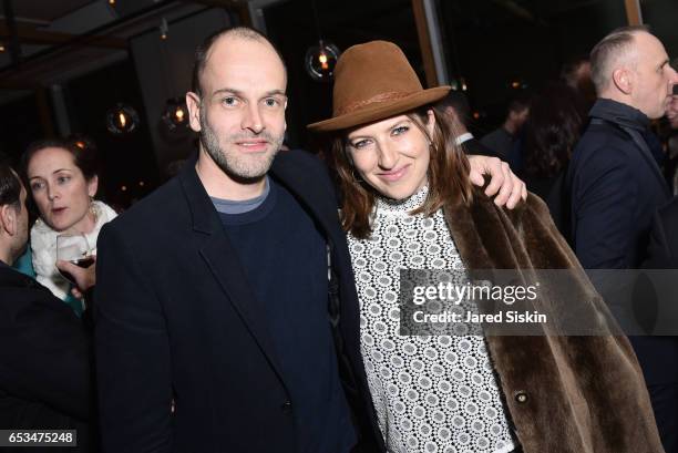 Jonny Lee Miller and Tara Summers attend TriStar Pictures & The Cinema Society with 19 Crimes Host the After Party for "T2 Trainspotting" at Mr....